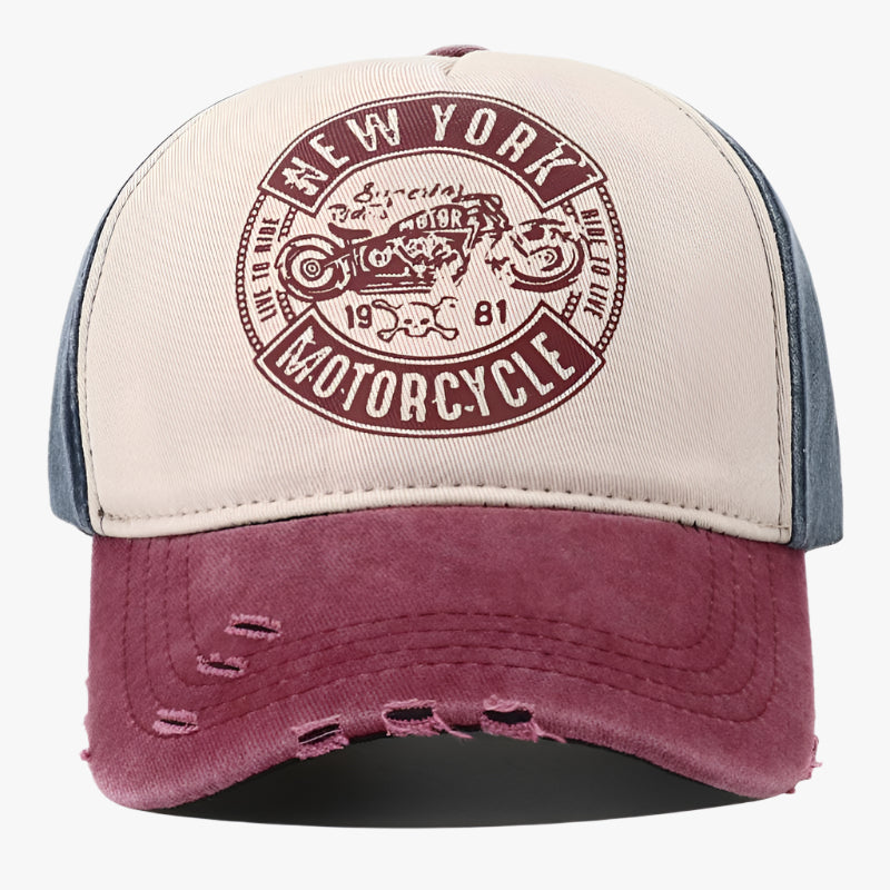New York Biker Retro Cap – Distressed Classic